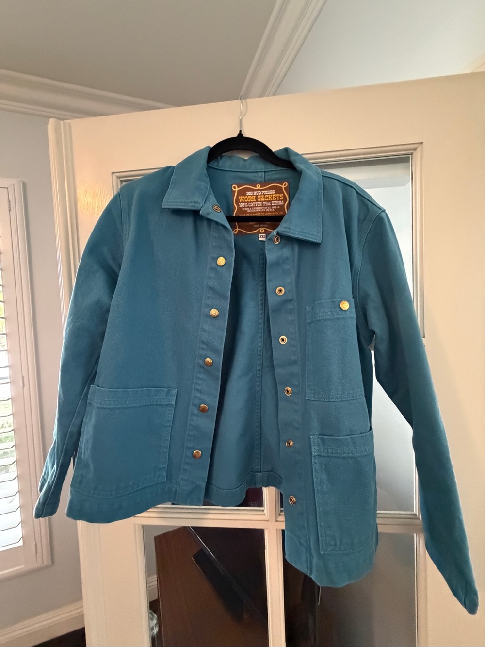 Big Bud Press Teal Chore Coat with Brass Snaps